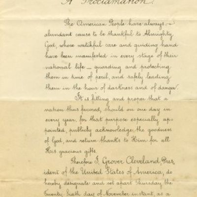 President Cleveland Declares Thanksgiving