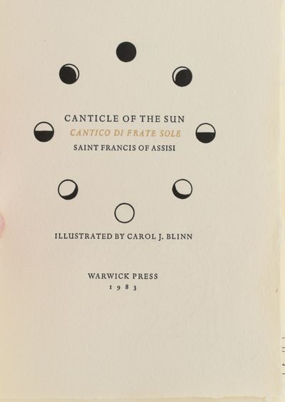 [SPECIAL PRESS] CANTICLE OF THE SUN. CANTICO DI FRATE SOLE. [WITH PROSPECTUS] [CASE]