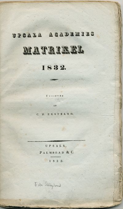 Upsala academies matrikel 1832.