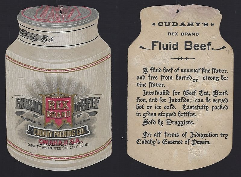 DIE CUT VICTORIAN TRADE CARD REX BRAND BEEF EXTRACT