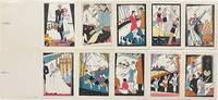 Sample Set -Ten (10) Unused Art Deco Greeting Cards -- Striking Use of Color