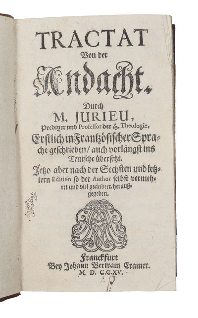 Tractat Von der Andacht. Erstlich in Frantzösischer Sprache geschrieben auch vorlängst ins Teutsche übersetzt. Jetzo aber nach der Sechsten und letztern edition (+) Die Ubung der Andacht oder Tractat von der Liebe Gottes. 2 parts. (photo 2)