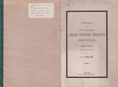 Predikan vid kyrkoherden Johan Fredrik Brandts…