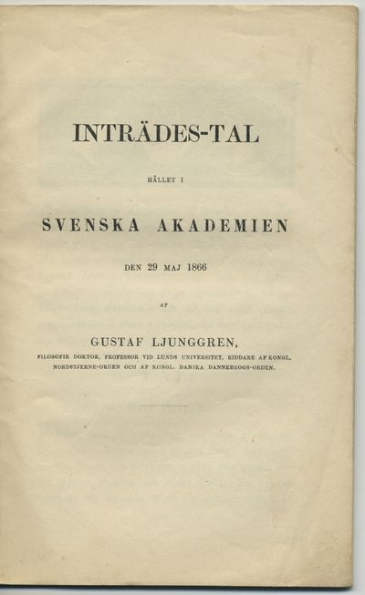 Inträdes-tal hållit i Svenska akademien den 29…