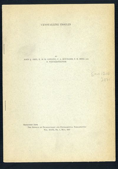 Crystalline insulin. Offprint