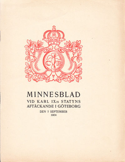 Minnesblad vid Karl IX:s statyns aftäckande i…