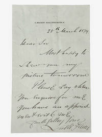 Autograph letter signed by Charles Dickens artist, Sir Samuel Luke Fildes (1843-1927) about a studio viewing of one of his pictures 1879