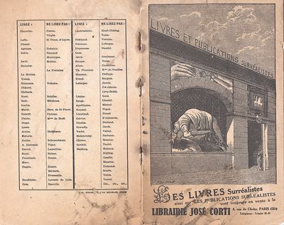 [SURREALIST CATALOG] José Corti. "Les Livres Surréalistes ainsi que les Publications Surréalistes sont toujours en vente à la Librairie José Corti