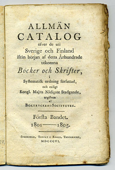 Allmän catalog öfver de uti Sverige och Finland…