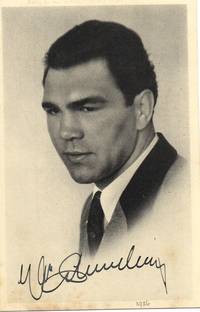 image of Postcard photo by Carstensen of Bergedorf, Hamburg, signed, (Max, 1905-2005, German Boxer, World Heavyweight Champion 1932-1934)