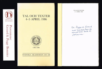 Tal och texter. 4-5 april 1986. Svenska Akademien…