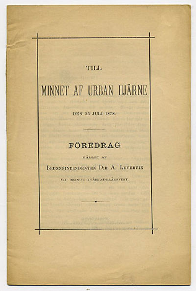 Till minnet af Urban Hjärne den 25 juli 1878.…