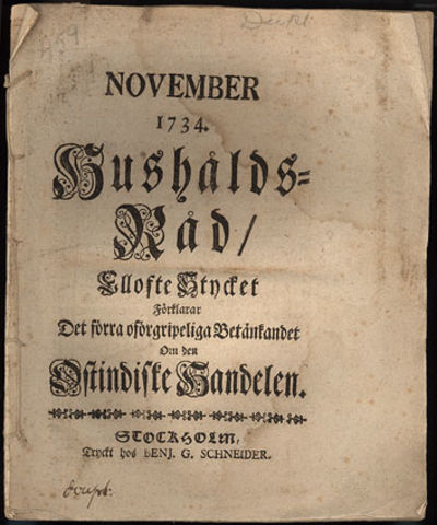 November 1734. Hushålds-råd/ ellofte stycket…