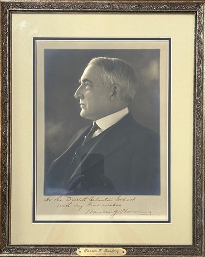 framed. near fine. Portrait (side) photograph of Warren G. Harding, the 29th President of the U.S. S...