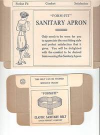 cover of Two Unused Boxes for Logan products for women: "Form-Fit" Elastic Sanitary Belt & "Form-Fit" Sanitary Apron, both with product messages