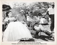 cover of Three Violent People (Original photograph of Anne Baxter, Rudolph Mate, and Charlton Heston from the set of the 1956 film)