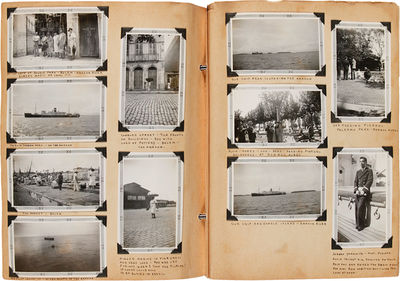 .. pp. containing 230 photographs, as well as postcards, maps, dozens of menus, greeting cards, and ...