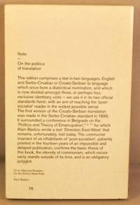 Of an Obscure Disaster; On the End of State-Truth. by Badiou, Alain - 2009