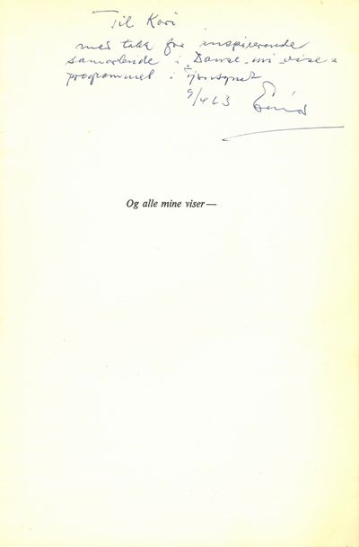 Og alle mine viser - . Musikk av Arve Lillevold.…