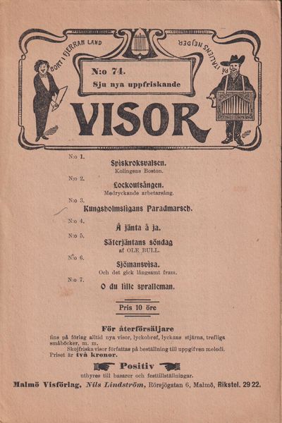 Sju nya uppfriskande visor. [Utg. av] Malmö…