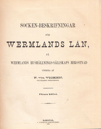 Socken-beskrifningar för Wermlands län, på…
