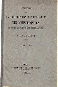cover of Recherches sur la production artificielle des Monstruosités, ou Essais de Tératogénie expérimental. Introduction