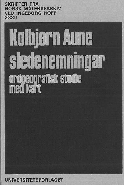 Sledenemningar. Ordgeografisk studie med kart.