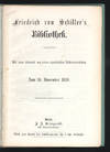 Friedrich von Schiller's Bibliothek. Mit einem Facsimile aus seinem eigenhändigen Bücherverzeichnisse. Zum 10. November 1859