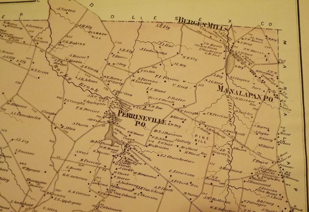 MILLSTONE TOWNSHIP MAP, 1873 by F.W. BEERS ATLAS OF MONMOUTH COUNTY
