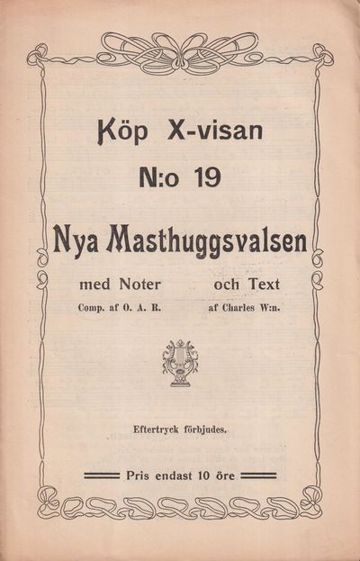 Köp X-visan N:o 19. Nya Masthuggsvalsen med Noter…