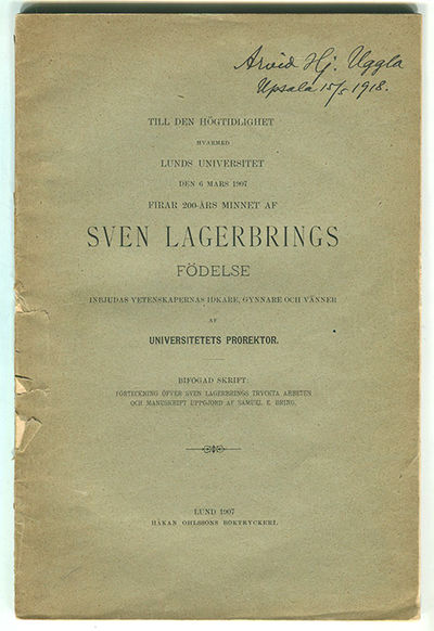 Förteckning öfver Sven Lagerbrings tryckta…