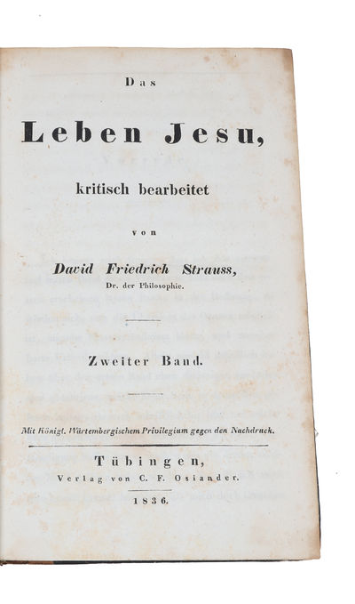 Das Leben Jesu, kritisch bearbeitet. 2 vols.  - [PIONEERING WORK ON THE HISTORICAL JESUS - PMM 300] (photo 3)
