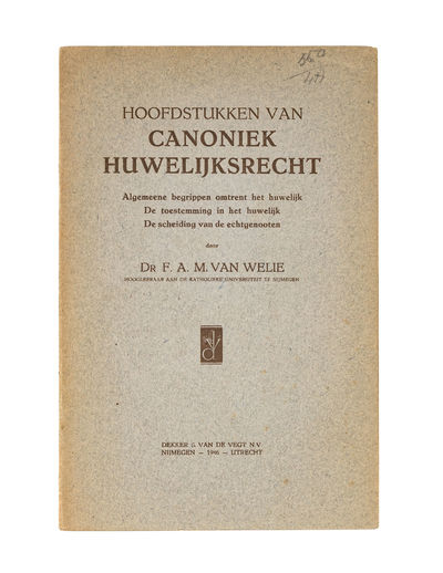 Hoofdstukken van Canoniek Huwelijksrecht... Utrecht, 1946