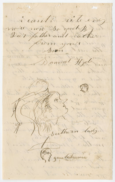 Unusual Caricatures of Southern Aristocrats by Union Soldier on Letter to Parents
