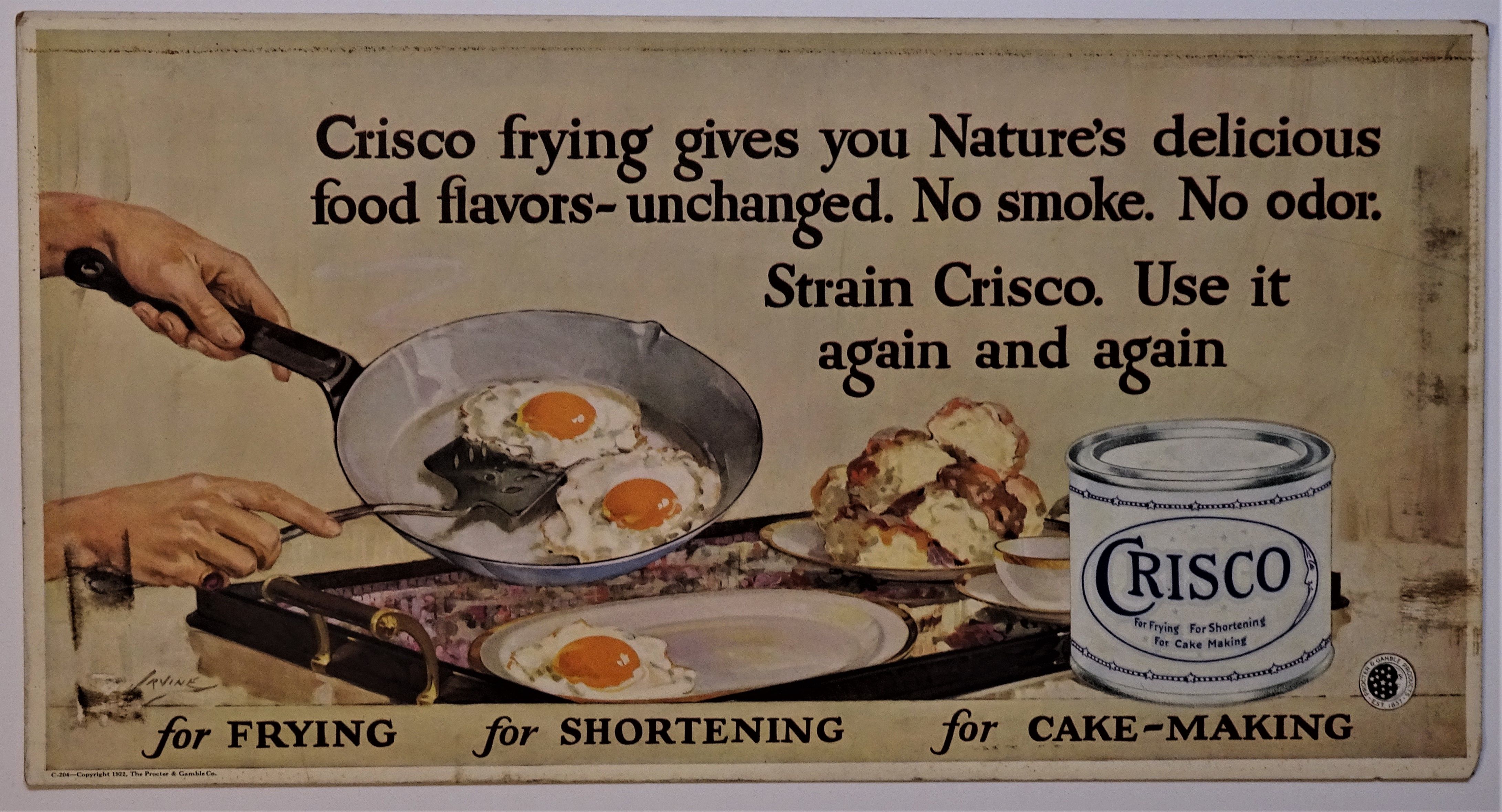 (Advertising Trolley Car) CRISCO for Frying for Shortening for Cake