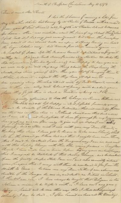 Charlestown, Ohio County, Virginia (now Brooke County, West Virginia), 1793. Single two-page letter ...