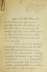 Manuscript for an article on John Greenleaf Whittier by the Grandmother of Carroll A. Wilson commencing "Upon the 17th of December