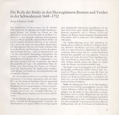 Die Rolle der Städte in den Herzogtümern Bremen…