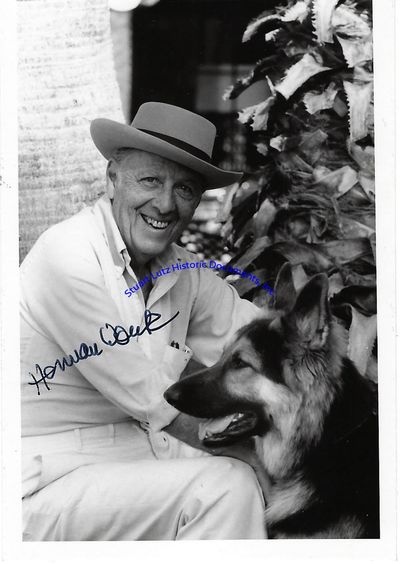 A Herman Wouk Signed Photo With His German Shepherd