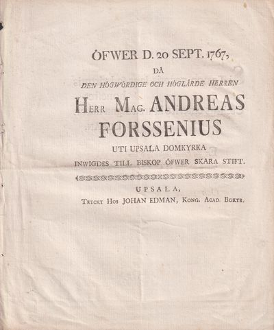 Öfwer d. 20 sept. 1767, då den högwördige och…