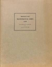 &#039;Monotype&#039; Mathematical Sorts List by PHILLIPS, ARTHUR