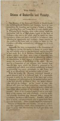 To the / Citizens of Statesville and Vicinity [caption title] / [followed by four paragraphs of text]