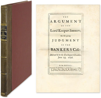 The Argument of the Lord Keeper Sommers, On His Giving Judgment..