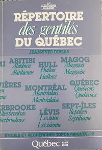 cover of Re?pertoire des gentile?s du Que?bec (Etudes et recherches toponymiques) (French Edition)