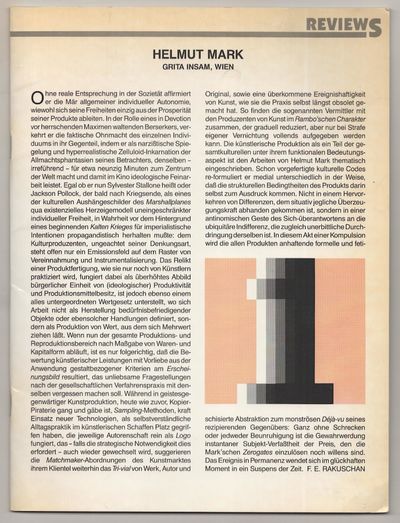 Vienna: Galerie Grita Insam, 1989. First edition. Softcover. 15 pages. Exhibition catalog for a show...