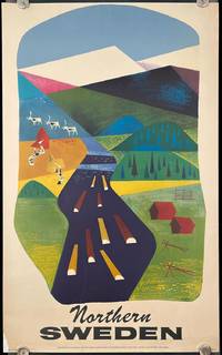 cover of Northern Sweden. LARGE VINTAGE TRAVEL POSTER.