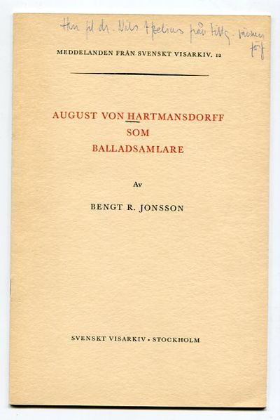 August von Hartmansdorff som balladsamlare.