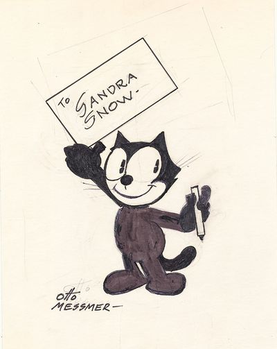 Felix the Cat Original Sketch. Fan Drawing Signed