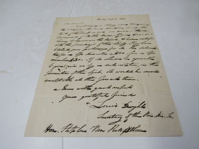 One page letter from Louis Dwight dated Boston, Oct. 2, 1827, to Hon Stephen Van Rensselaer at Albany, NY