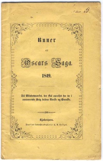 Runer til Oscars Saga. 1849. Til Mindesmærket,…